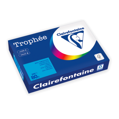 Papier copieur Trophée A4 80g bleu caraïbes 500 feuilles