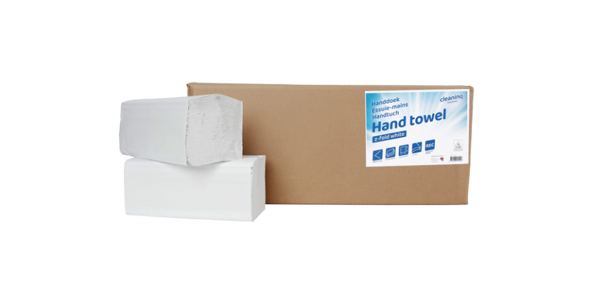 Handdoek Cleaninq H3 z-vouw 2-laags 225x220mm 20x200 vel wit