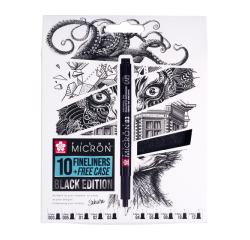 Fineliner Sakura Pigma Micron Edition Black set 10 largeurs + étui gratuit
