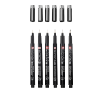 Fineliner Sakura Pigma Micron Black Edition set à 6 breedtes + gratis etui