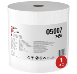 Chiffon d'essuyage WypAll L40 PowerClean 7452 1 épaisseur 315mmx232m 750fls blanc