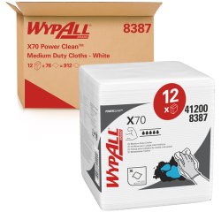 Poetsdoek WypAll X70 PowerClean 305x317mm 12x76vel wit 8387