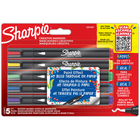 Creatieve marker Sharpie assorti blister à 5 stuks