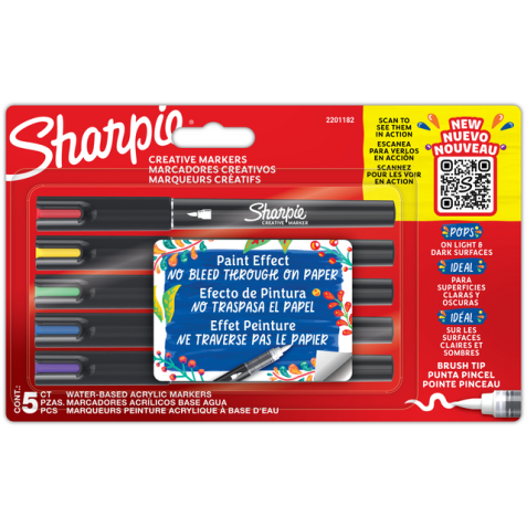Creatieve marker Sharpie brushpunt assorti blister à 5 stuks