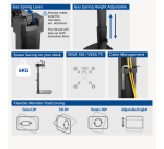 Bras 2 écrans ACT Office ressort à gaz barre transaversale