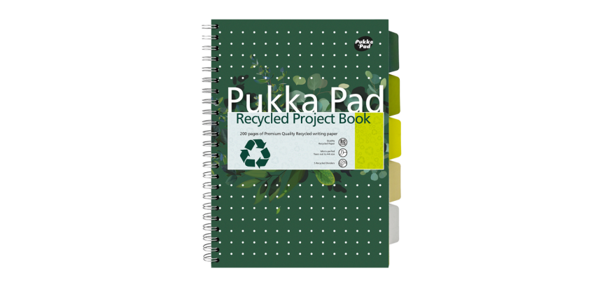 Projectboek Pukka Pad Recycled A4 lijn 5-tabs 4-gaats 200 pagina's 80gr groen