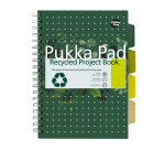 Pukka Pad Recycled B5 Project Notebook lined 4 dividers 200 pages 80gsm green