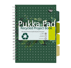 Carnet de projets Pukka Pad Recycled B5 ligné 4 intercalaires 200 pages 80g vert