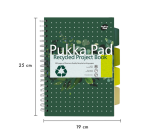 Pukka Pad Recycled B5 Project Notebook lined 4 dividers 200 pages 80gsm green