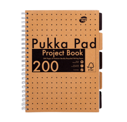 Carnet de projets Pukka Pad Kraft A4 ligné 5 intercalaires 200 pages 80g