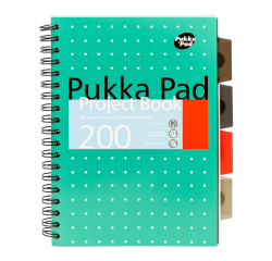 Carnet de projets Pukka Pad Metallic B5 ligné 4 intercalaires 200 pages 80g vert