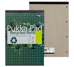Bloc-notes Pukka Pad Recycled A4 ligné 4 perforations 100 feuilles 80g