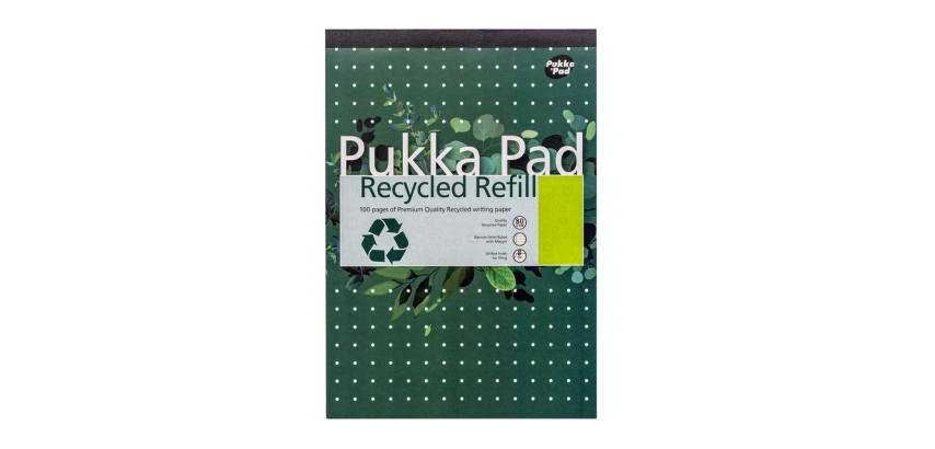 Schrijfblok Pukka Pad Recycled A4 lijn 4-gaats 100 vel 80gr
