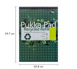 Bloc-notes Pukka Pad Recycled A4 ligné 4 perforations 100 feuilles 80g