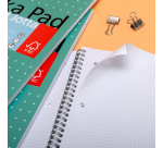 Collegeblok Pukka Pad Jotta A4 ruit 5x5mm 4-gaats 200 pagina's 80gr groen