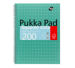 Collegeblok Pukka Pad Jotta A4 ruit 5x5mm 4-gaats 200 pagina's 80gr groen