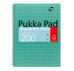 Collegeblok Pukka Pad Jotta A4 ruit 5x5mm 4-gaats 200 pagina's 80gr groen