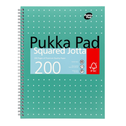 Collegeblok Pukka Pad Jotta A4 ruit 5x5mm 4-gaats 200 pagina's 80gr groen