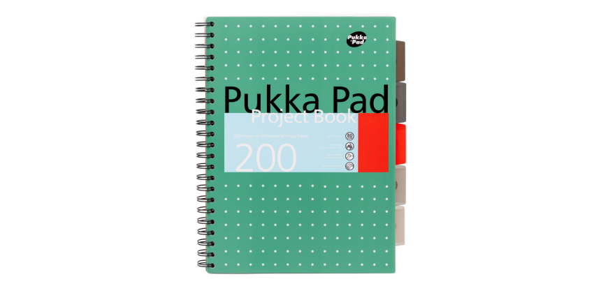 Pukka Pad Metallic A4 Lined Project Book 5 Dividers 200 Pages 80gsm Green