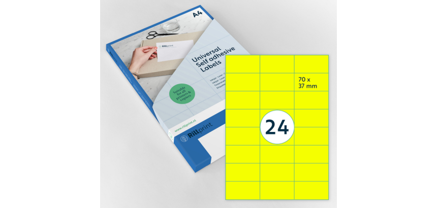 Etiquette Rillprint 70x37mm jaune fluo 2400 étiquettes