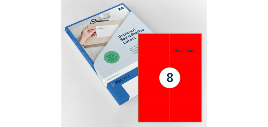 Etiquette Rillprint 105x74mm rouge fluo 800 étiquettes