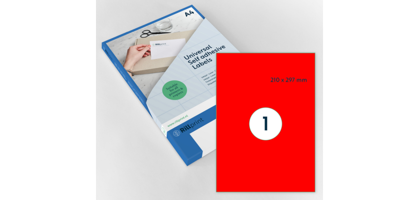 Etiquette Rillprint 210x297mm rouge fluo 100 étiquettes