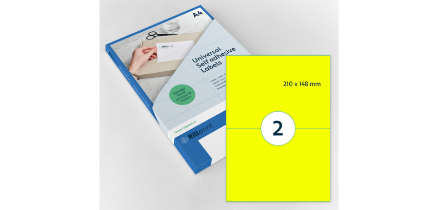 Etiket Rillprint 210x148mm fluor geel 200 stuks