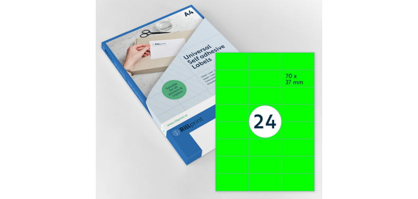 Rillprint Label 70x37mm Fluorescent Green 2400 Labels