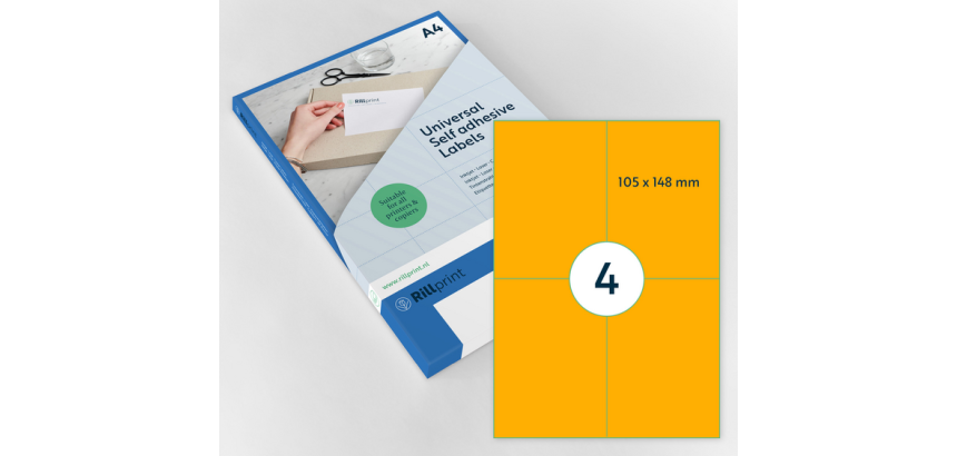 Etiquette Rillprint 105x148mm orange fluo 400 étiquettes