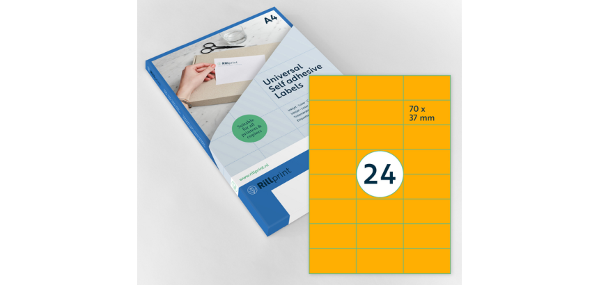 Etiquette Rillprint 70x37mm orange fluo 2400 étiquettes