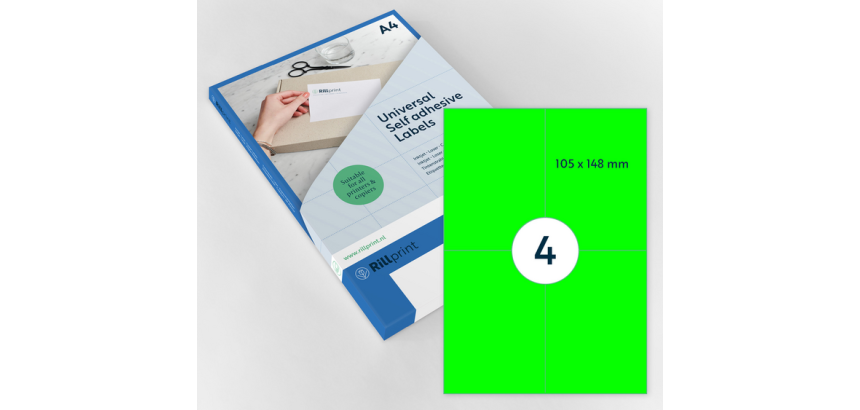 Etiquette Rillprint 105x148mm vert fluo 400 étiquettes