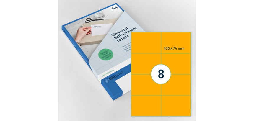 Etiket Rillprint 105x74mm fluororanje 800 etiketten