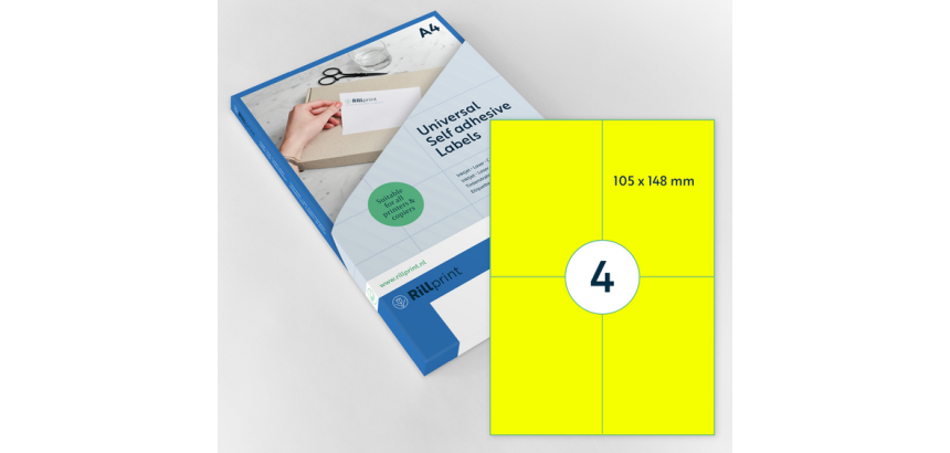 Fluorescent Yellow Rillprint Label 105x148mm 400 labels