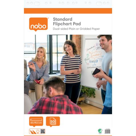 Flipoverpapier Nobo standaard 65x95cm dubbelzijdig rol 50vel
