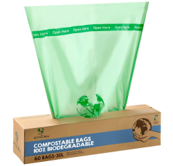 Sac poubelle bio Mr Green Mind 54x72cm 30L Distributeur 60 pièces