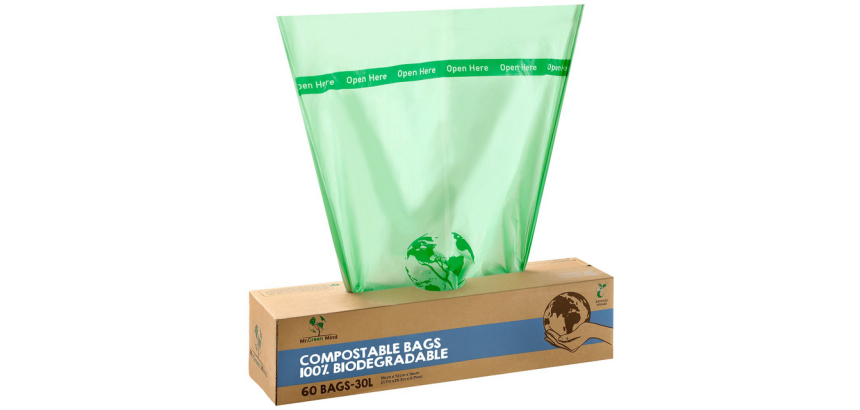 Sac poubelle bio Mr Green Mind 54x72cm 30L Distributeur 60 pièces