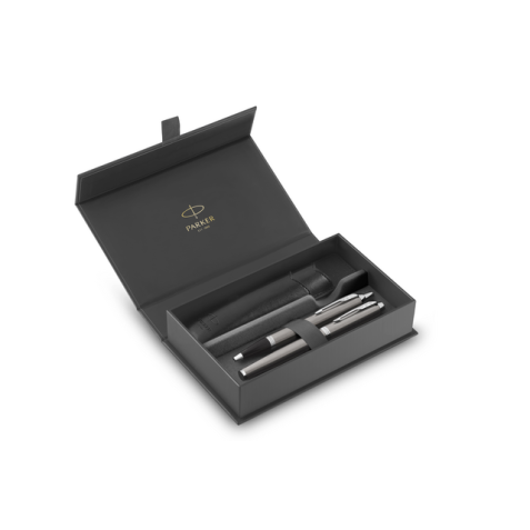 Balpen en vulpen Parker IM met etui stainless steel CT medium 3 stuks