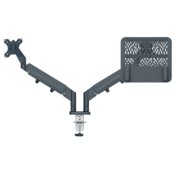 Monitor- en laptoparm Leitz Ergo ruimtebesparend dubbel donkergrijs