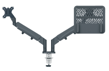 De_brazo para monitor y portatil leitz ergo spacesaving dual gris oscuro