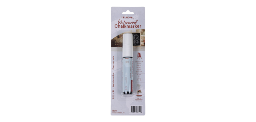 Krijtstift Europel watervast 15mm wit blister 1 stuk