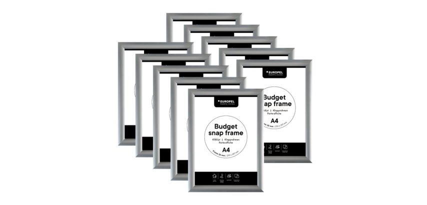 Europel Budget A4 Snap Frame 10 pieces silver