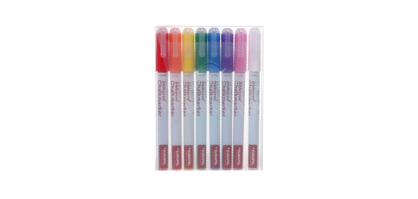 Europel indelible chalk marker 1-3mm assorted set of 8 pieces