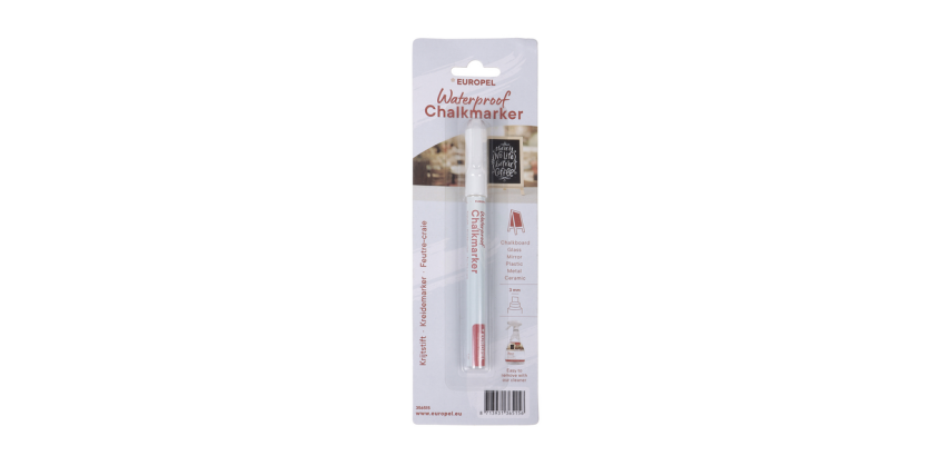 Feutre craie Europel indélébile 1-3mm blanc blister 1 pièce