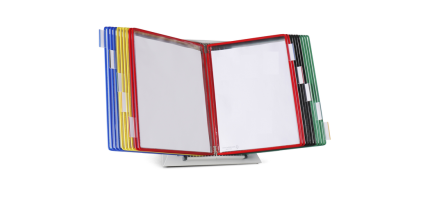 Système de présentation pupitre Tarifold A4 métal 20 poches assorti
