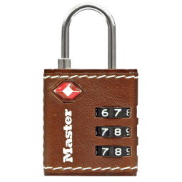 Hangslot Masterlock 3-cijfer combinatie TSA 30mm bruin leer