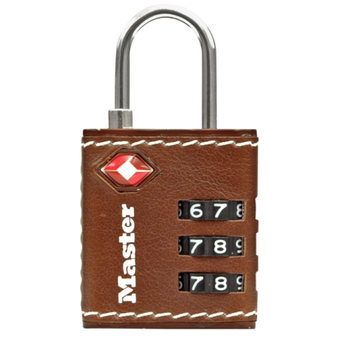 Cadenas Masterlock combinaison 3 chiffres TSA 30mm cuir brun