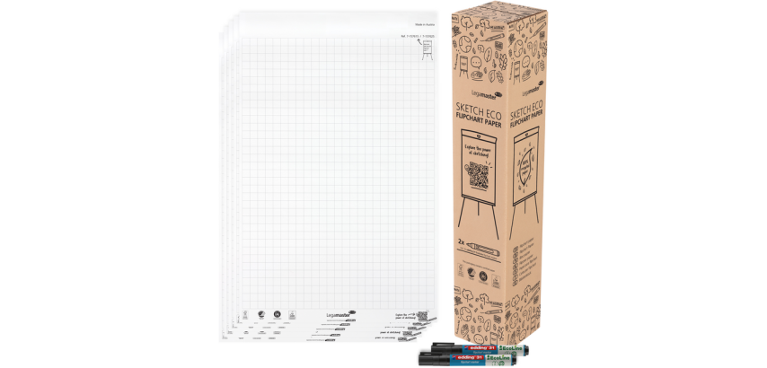 Legamaster SKETCH ECO Flipchart-Papier Block kariert 5x 20 Blatt