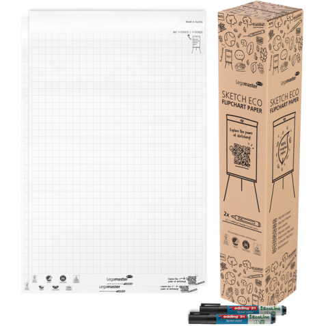 Bloc papier chevalet Legamaster SKETCH ECO quadrillé 2x 50 feuilles