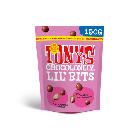 Chocolade Tony's Chocolonely Lil' Bits melk marshmallow & biscuit 150 gram