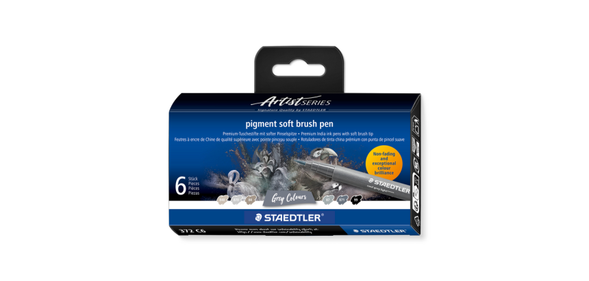 Feutre pinceau Staedtler Pigment Pen étui 6 couleurs grises